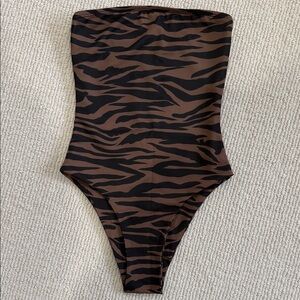 KAOHS Strapless Brown and Black Animal Print Swimsuit or Bodysuit